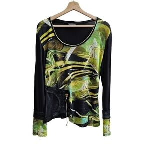 Vintage Vex Artsy Shirt with Mesh, Wool (?) and 3D Details, Size Medium (40)